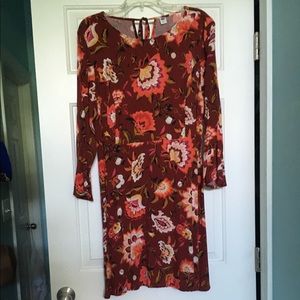 Bell-Sleeved Red Floral Dress
